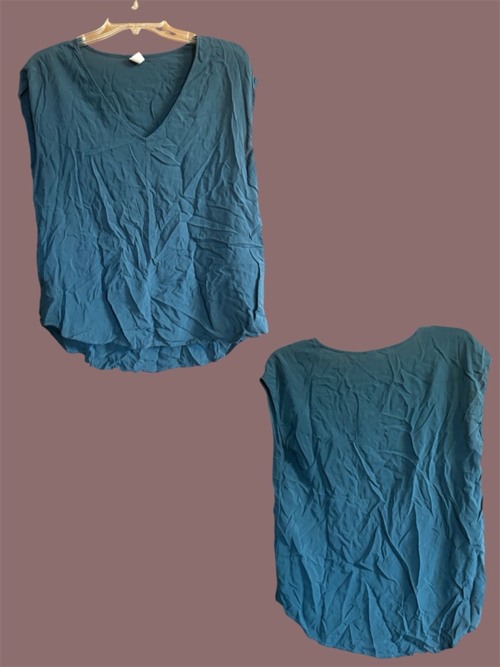 Old Navy Teal V-Neck Cap Sleeve Top Large